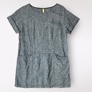 Free People Endless Shore Gray Short Sleeve Linen Sundress NWOT‎ Size S